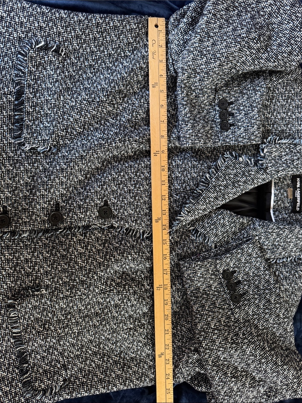 Karl Lagerfeld Black and White Tweed Blazer Jacket - Picture 6 of 9